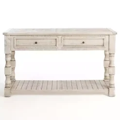 Kirklands Home Console Tables|Savannah Cream Distressed Console Table Ivory