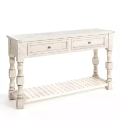 Kirklands Home Console Tables|Savannah Cream Distressed Console Table Ivory