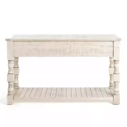 Kirklands Home Console Tables|Savannah Cream Distressed Console Table Ivory