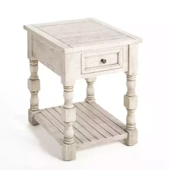 Kirklands Home Accent & End Tables|Savannah Cream Distressed Side Table Ivory