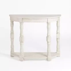 Kirklands Home Console Tables|Savannah Cream Distressed Half Moon Console Table White
