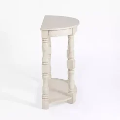 Kirklands Home Console Tables|Savannah Cream Distressed Half Moon Console Table White