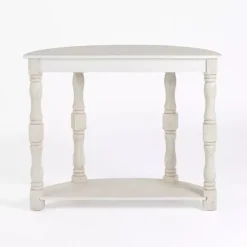Kirklands Home Console Tables|Savannah Cream Distressed Half Moon Console Table White