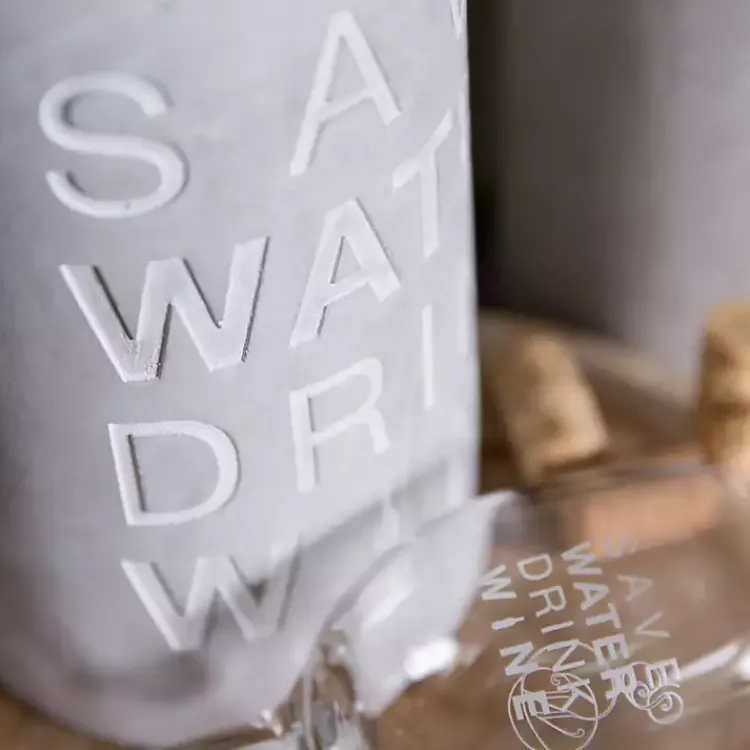 Kirklands Home Barware|Save Water Drink Wine Concrete Wine Bottle Cooler Gray