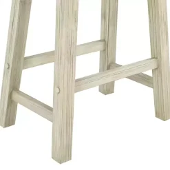 Kirklands Home Bar Stools & Counter Height Stools|Sawgrass Wooden Saddle Seat Counter Stool White