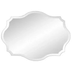 Kirklands Home Decorative Mirrors|Scalloped Rectangular Frameless Wall Mirror