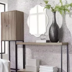 Kirklands Home Decorative Mirrors|Scalloped Rectangular Frameless Wall Mirror