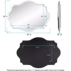 Kirklands Home Decorative Mirrors|Scalloped Rectangular Frameless Wall Mirror