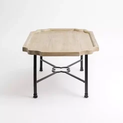 Kirklands Home Coffee Tables|Scalloped Wood and Metal Coffee Table Black