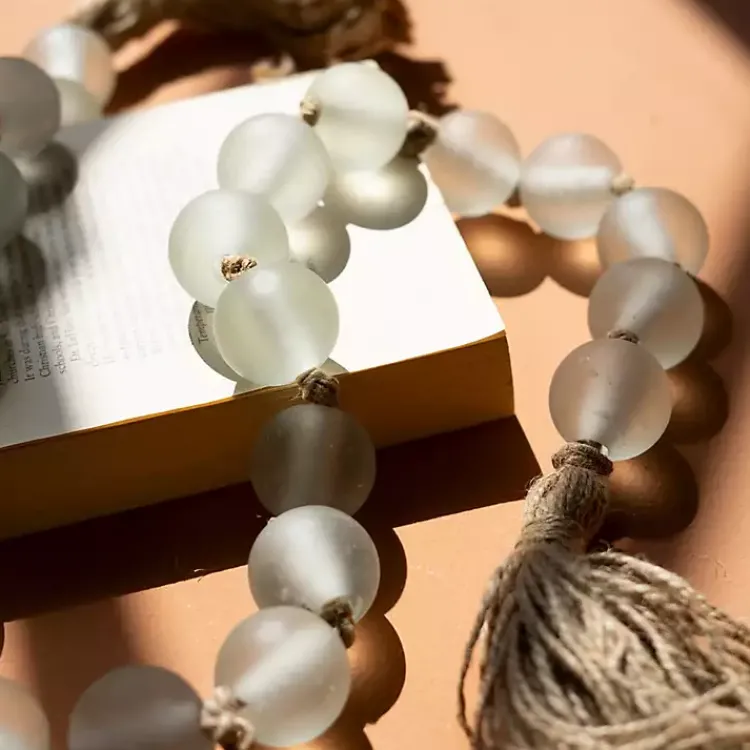 Best Sea Glass Beaded Garland with Tassels Decorative Accents