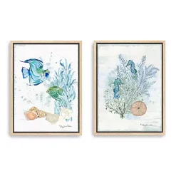 Kirklands Home Canvas Art|Sea Whispers Framed Canvas Art Prints, Set of 2 Blue