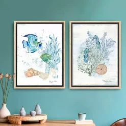 Kirklands Home Canvas Art|Sea Whispers Framed Canvas Art Prints, Set of 2 Blue