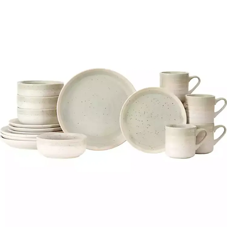 Kirklands Home Dinnerware|Seafoam Abode Speckled 16-pc. Dinnerware Set Green