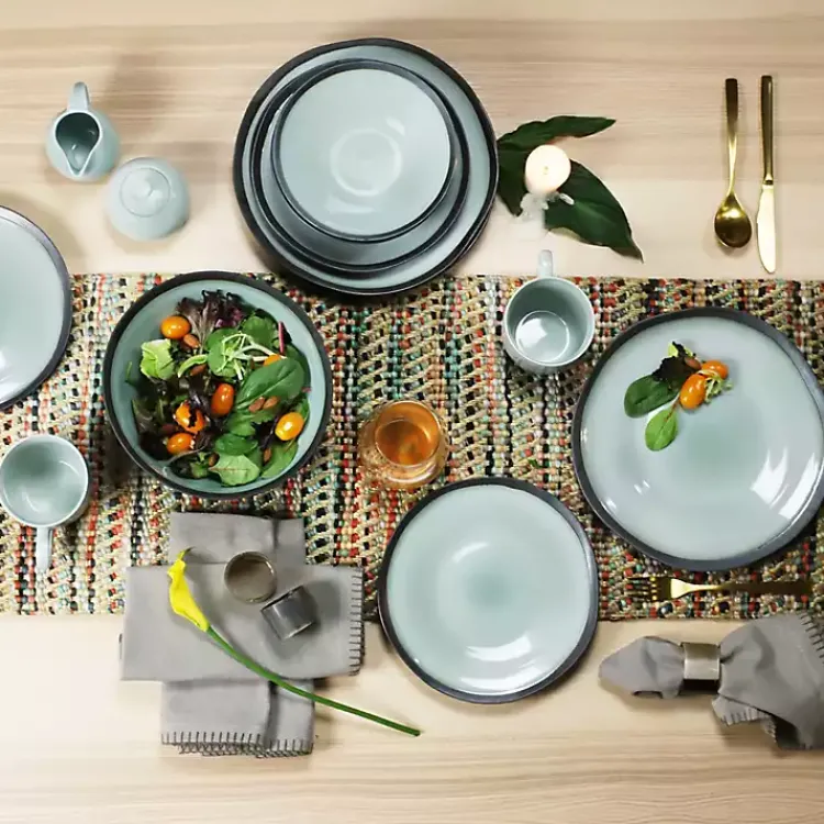 Kirklands Home Serving & Entertaining|Seafoam and Onyx Rectangular Serving Platter