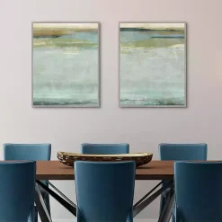 Kirklands Home Canvas Art|Seafoam Framed Canvas Art Prints, Set of 2 Blue