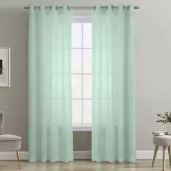 Kirklands Home Curtains & Drapes|Seafoam Boucle Sheer Curtain Panel, 108 in. Green