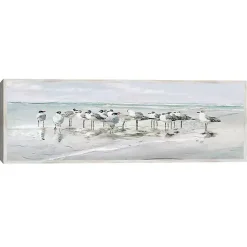 Kirklands Home Canvas Art|Seagull Gathering Framed Canvas Art Print Multi