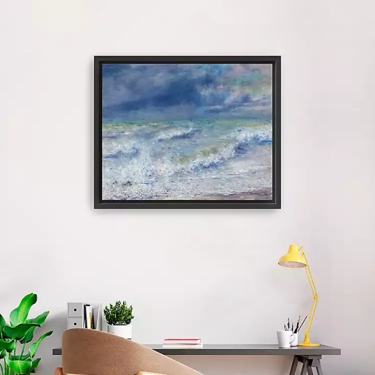 Kirklands Home Canvas Art|Seascape Framed Canvas Art Print, 26x32 Blue