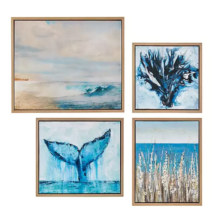 Kirklands Home Framed Art|Seascape Multi-Sized Canvas Art Prints, Set of 4 Blue
