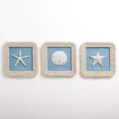 Kirklands Home Wall Plaques|Seashell Rope Trim Wall Plaques, Set of 3