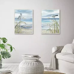 Kirklands Home Canvas Art|Seaside Rest Framed Canvas Art Prints, Set of 2 Blue