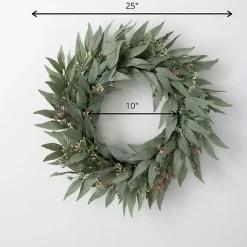 Outlet Seeded Blade Eucalyptus Wreath, 25 in. Wreaths