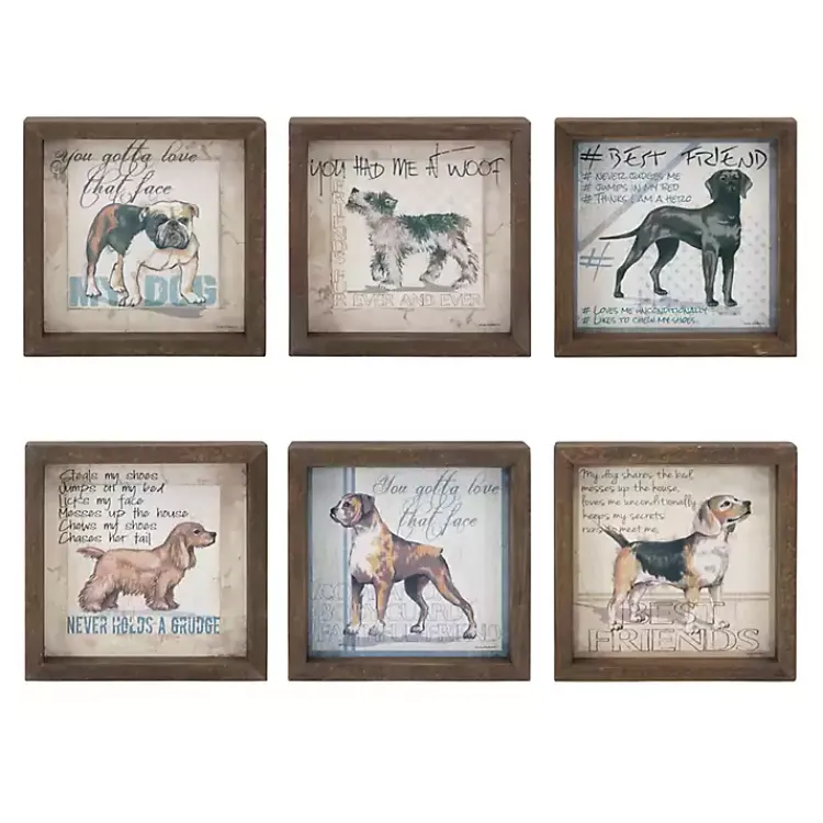 Kirklands Home Framed Art|Sentimental Dogs Framed Art Prints, Set of 6 Multi
