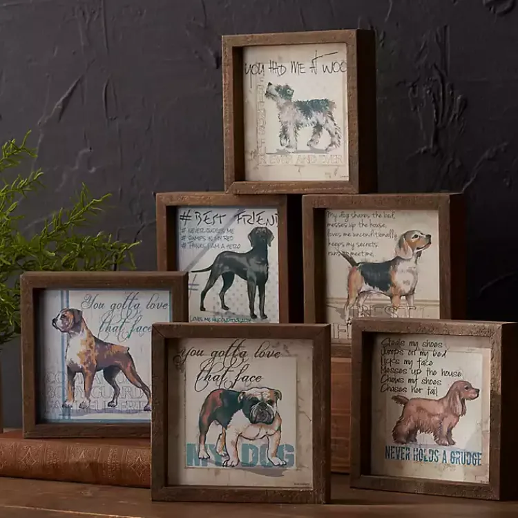 Kirklands Home Framed Art|Sentimental Dogs Framed Art Prints, Set of 6 Multi