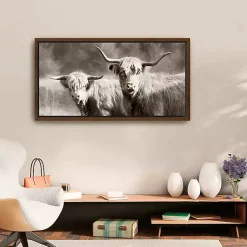 Kirklands Home Canvas Art|Sepia Hairy Highland Framed Canvas Art Print