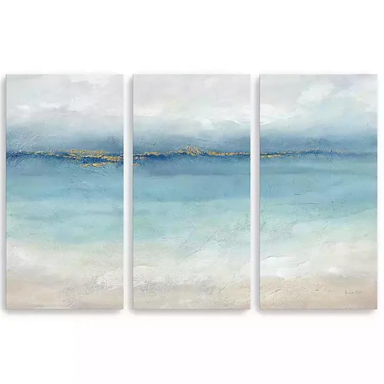 Kirklands Home Canvas Art|Serene Sea Landscape Canvas Art Prints, Set of 3 Blue