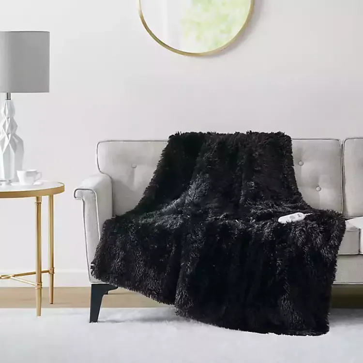 New Serta Shaggy Faux Fur Heated Throw Blankets & Throws
