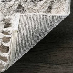 Kirklands Home Area Rugs|Shaggy Lattice Tassel Ansley Area Rug, 5x7