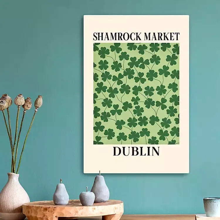 Shamrock Market Canvas Art Print St Patricks Day Decorations