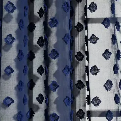 Kirklands Home Curtains & Drapes|Sheer Navy Dotted Curtain Panel Set, 84 in. Blue