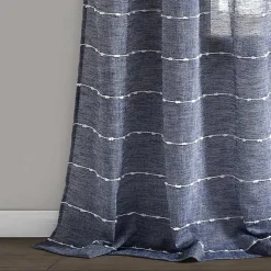 Kirklands Home Curtains & Drapes|Sheer Navy Striped Curtain Panel Set, 95 in. Blue