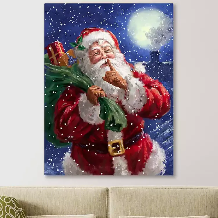 New Shh Santa and the Moon Canvas Art Print Christmas Art & Wall Decor