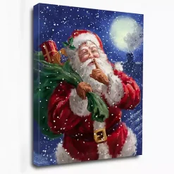 New Shh Santa and the Moon Canvas Art Print Christmas Art & Wall Decor