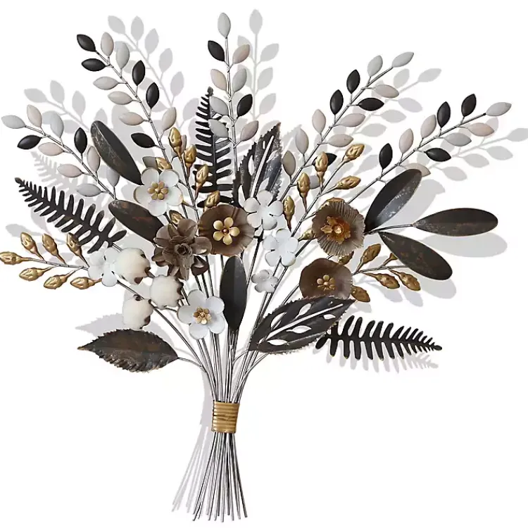Kirklands Home Wall Plaques|Shining Golden Floral Bouquet Wall Decoration
