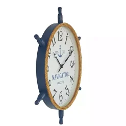 Kirklands Home Clocks|Ship Wheel Wood and Rope Wall Clock