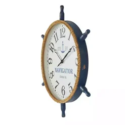 Kirklands Home Clocks|Ship Wheel Wood and Rope Wall Clock