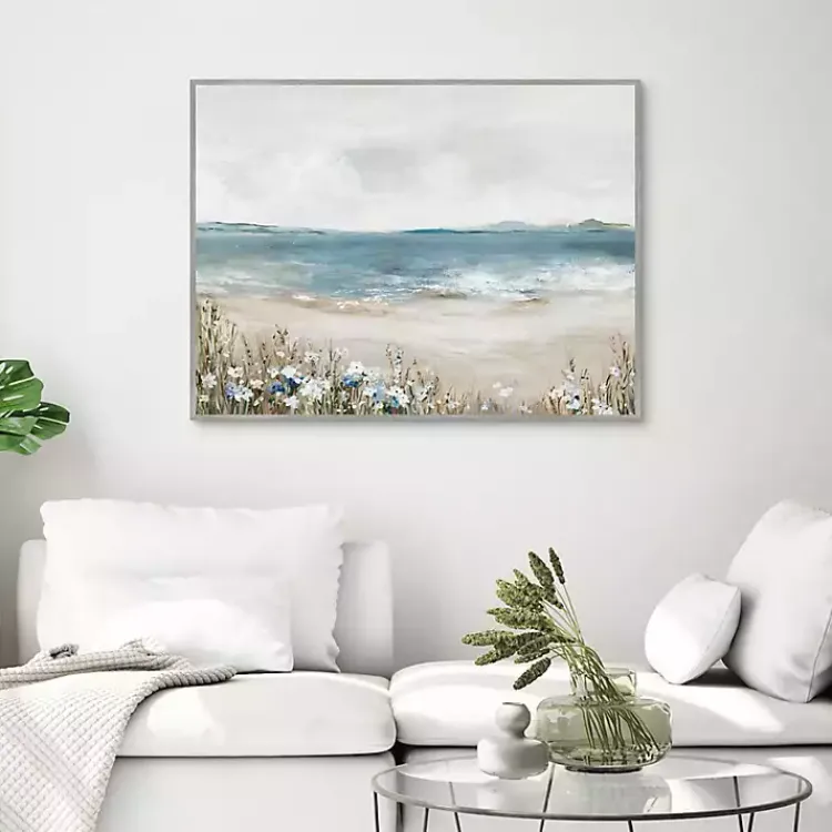Kirklands Home Canvas Art|Shoreline Splendor Framed Canvas Art Print Blue