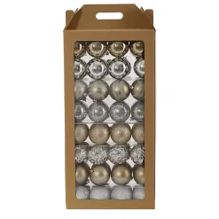 Online Silver and Gold Shatterproof Ornaments, Set of 64 Christmas Ornaments