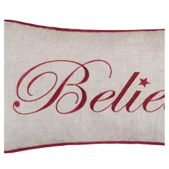 New Silver and Red Believe Lumbar Pillow Christmas Pillows