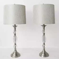 Kirklands Home Table Lamps|Silver Crystal Table Lamp, Set of 2 White