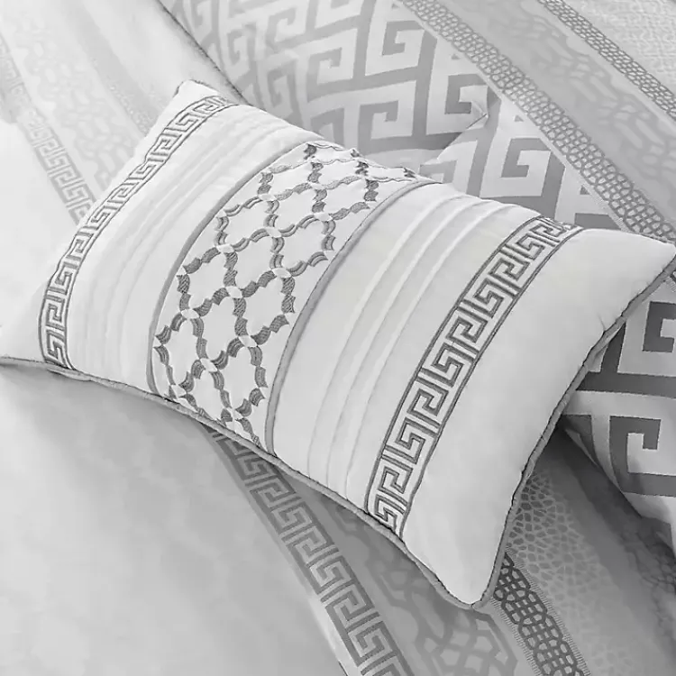 Kirklands Home Comforters|Silver Geometric Stripes 7-pc. Queen Comforter Set