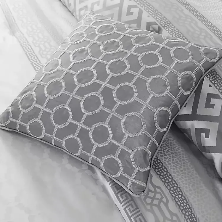 Kirklands Home Comforters|Silver Geometric Stripes 7-pc. King Comforter Set