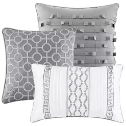 Kirklands Home Comforters|Silver Geometric Stripes 7-pc. King Comforter Set