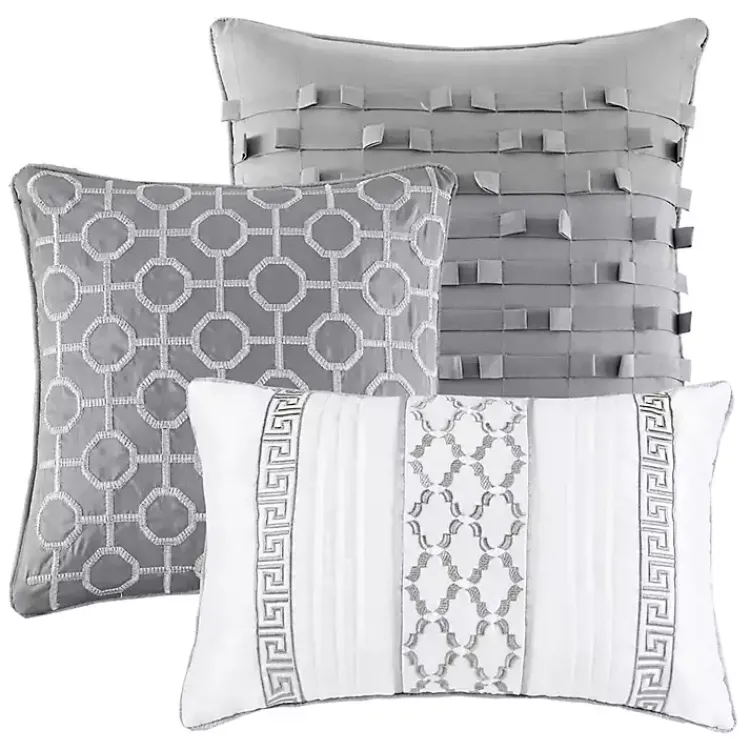 Kirklands Home Comforters|Silver Geometric Stripes 7-pc. King Comforter Set