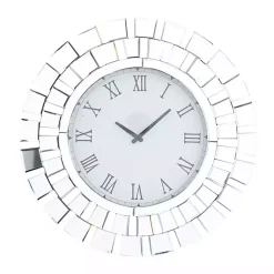 Kirklands Home Clocks|Silver Glass Mirror Abstract Wall Clock