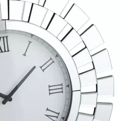Kirklands Home Clocks|Silver Glass Mirror Abstract Wall Clock